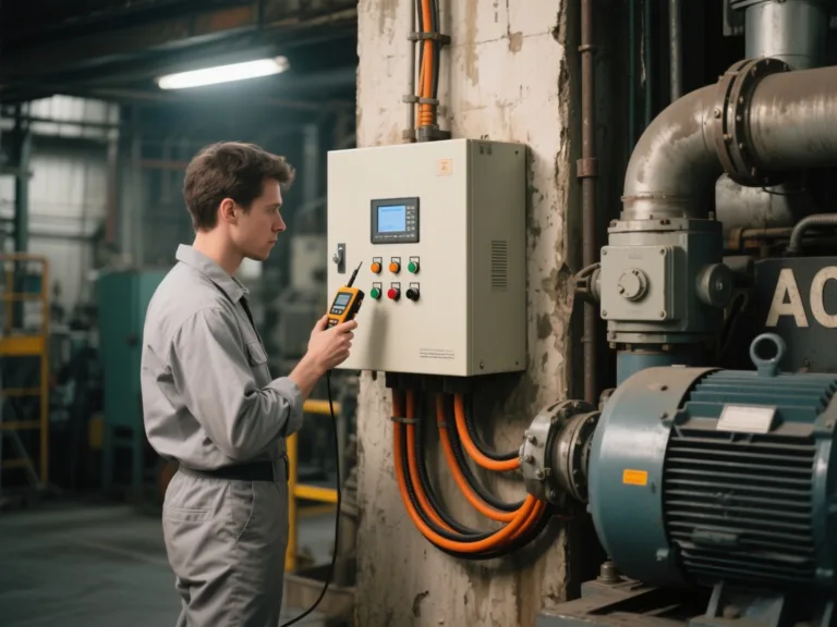 Industrial environment with VFD drive cabinet connected to motor system