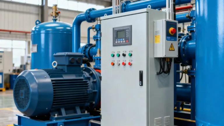 Air Compressor VFD system showing a PM motor and inverter control unit used in industrial air compressors